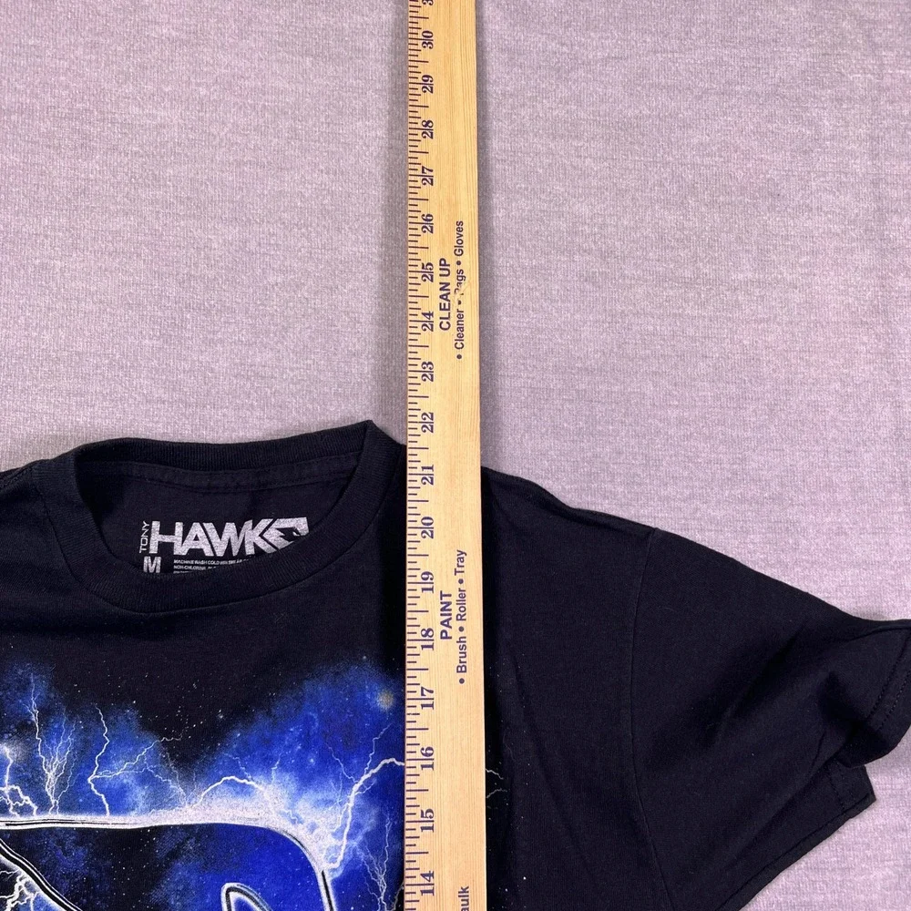 Tony‎ Hawk Lightning Logo Graphic Short Sleeve T-Shirt Kids Medium Black Cotton